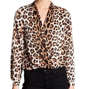 LUSH Suplice Leopard satin blouse NWT SzM